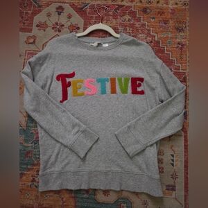 Shiraleah Gray Sweatshirt with Colorful Accents